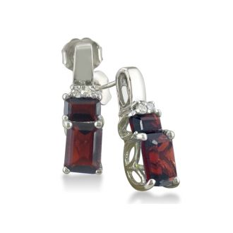 Garnet Jewelry: Two Tier 2ct Garnet and Diamond Earrings in 14k White Gold