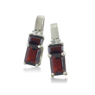 Garnet Jewelry: Two Tier 2ct Garnet and Diamond Earrings in 14k White Gold