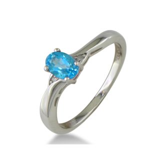 1/2ct Blue Topaz and Diamond Ring in Sterling Silver
