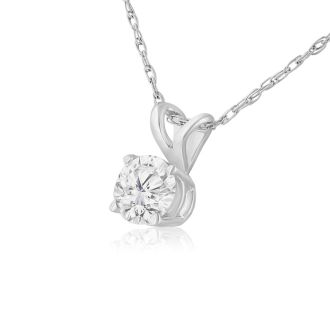 1/3ct Colorless Diamond Pendant in 14K White Gold. Genuine, Natural, Earth-Mined Diamond At An Amazing Price!
