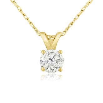 1/3ct Colorless Diamond Pendant in 14K Yellow Gold. Genuine, Natural, Earth-Mined Diamond At An Amazing Price!
