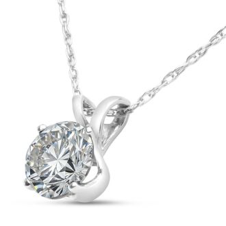 1/2ct Diamond Solitaire Pendant in 14k White Gold, Featured On The Doctors! Beautiful Fiery Diamond Necklace!