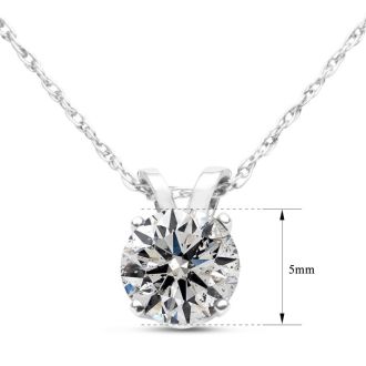 1/2ct Diamond Solitaire Pendant in 14k White Gold, Featured On The Doctors! Beautiful Fiery Diamond Necklace!