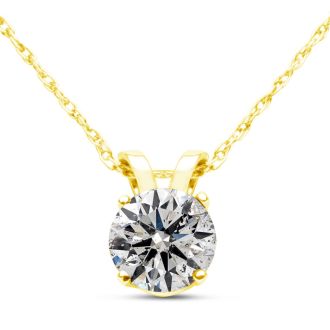 Pretty 1/2ct 14k Yellow Gold Diamond Pendant. Fiery, Amazing Diamond Necklace!