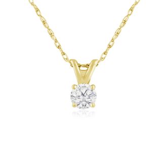 1/6ct 14k Yellow Gold Diamond Pendant, 2 Stars