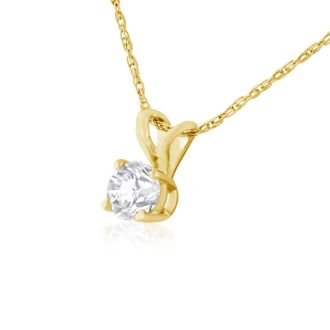 1/4ct 14k Yellow Gold Diamond Pendant, 2 Stars