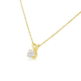 1/3ct 14k Yellow Gold Diamond Pendant, 2 Stars