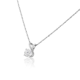 3/8ct 14k White Gold Diamond Pendant J/K Color I1/I2 Clarity.