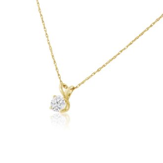 3/8ct 14k Yellow Gold Diamond Pendant, 2 Stars