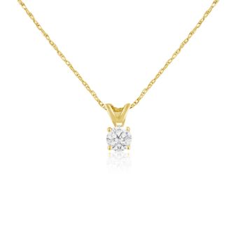 1/5ct 14k Yellow Gold Diamond Pendant, 3 stars
