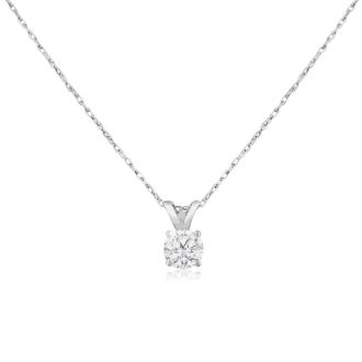 Diamond Pendants: 1/3ct 14k White Gold Diamond Pendant, H/I Color, SI3/I1 Clarity