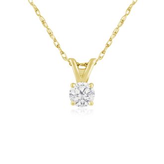 1/6ct 14k Yellow Gold Diamond Pendant, 4 stars
