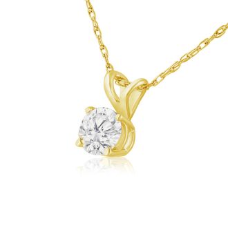 1/3ct 14k Yellow Gold Diamond Pendant, 4 stars