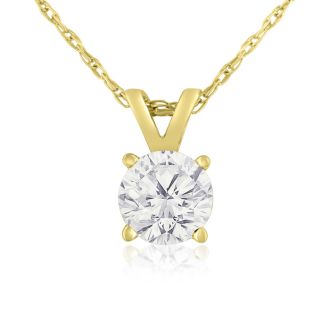 2/3ct 14k Yellow Gold Diamond Pendant, 4 stars