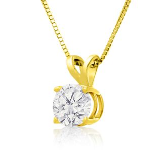 3/4ct 14k Yellow Gold Diamond Pendant, 4 stars