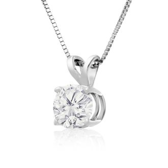 90 Point Colorless Solitaire Necklace, Almost 1 Carat in 14K White Gold. First Time Offered Special Purchase
