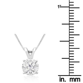 90 Point Colorless Solitaire Necklace, Almost 1 Carat in 14K White Gold. First Time Offered Special Purchase
