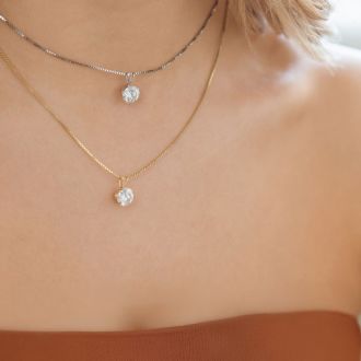 1ct 14k White Gold Diamond Pendant, 4 stars