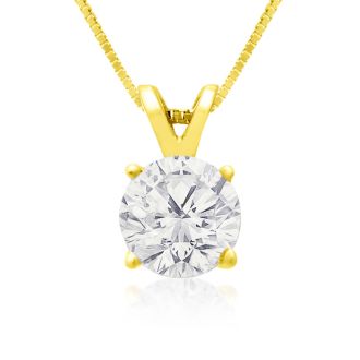 1ct 14k Yellow Gold Diamond Pendant, 4 stars