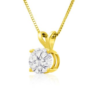 1ct 14k Yellow Gold Diamond Pendant, 4 stars