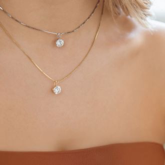 1ct 14k Yellow Gold Diamond Pendant, 4 stars