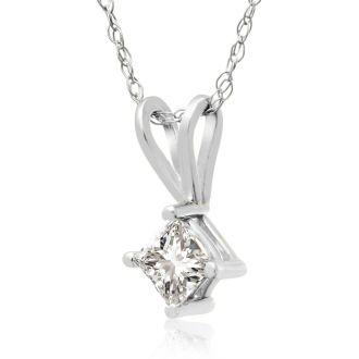1/4ct 14k White Gold Princess Diamond Pendant, Sale Priced.