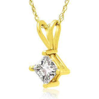 1/2ct 14k Yellow Gold Princess Diamond Pendant