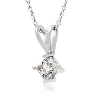 1/4ct 14k White Gold Princess Diamond Pendant