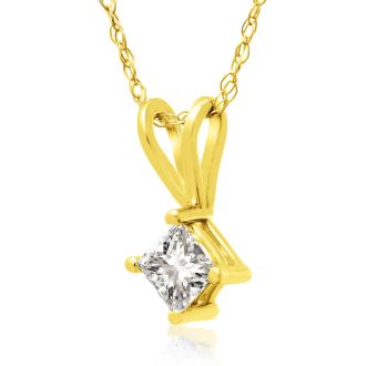 1/4ct 14k Yellow Gold Princess Diamond Pendant
