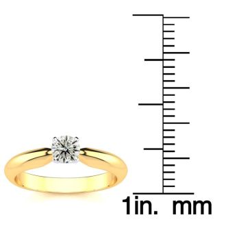 Cheap Engagement Rings, 1/4 Carat Round Shape Diamond Solitaire Ring In 14K Yellow Gold