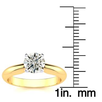 Round Engagement Rings, 1 Carat Round Shape Diamond Solitaire Ring Crafted In 14K Yellow Gold