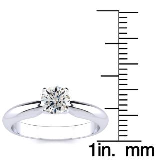 Round Engagement Rings, 1/2 Carat Round Shape Diamond Solitaire Ring Crafted In 14K White Gold