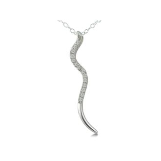 Slithering Diamond Snake Pendant in Sterling Silver