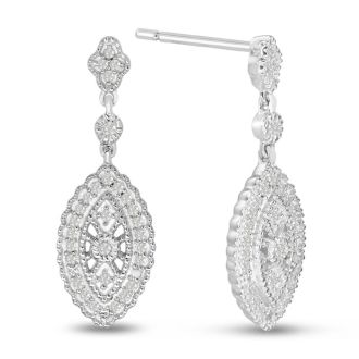 1/3ct Marquise Shaped Diamond Dangle Earrings
