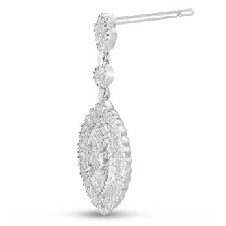 1/3ct Marquise Shaped Diamond Dangle Earrings
