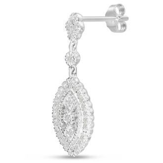 1/3ct Marquise Shaped Diamond Dangle Earrings
