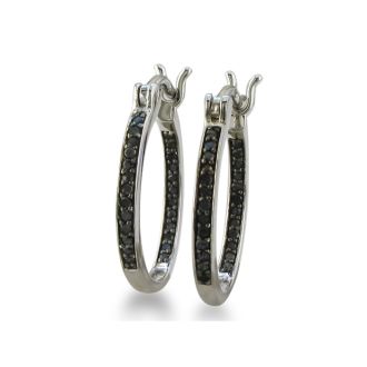 1/4ct Inside Out Black Diamond Hoop Earrings in Sterling Silver
