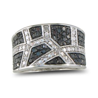 .85ct Wide Black and White Diamond Band
