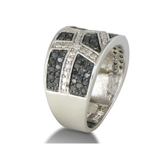 .85ct Wide Black and White Diamond Band
