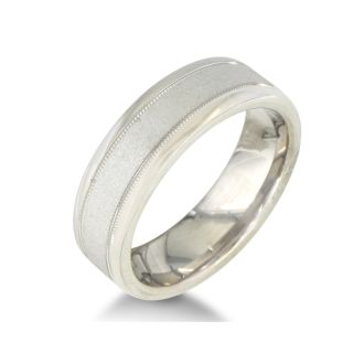 Mens and Womens Sandblast Silver 6.5mm Wedding Band Ring