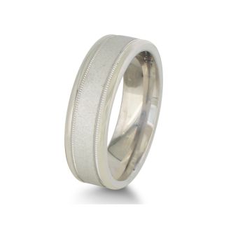 Mens and Womens Sandblast Silver 6.5mm Wedding Band Ring