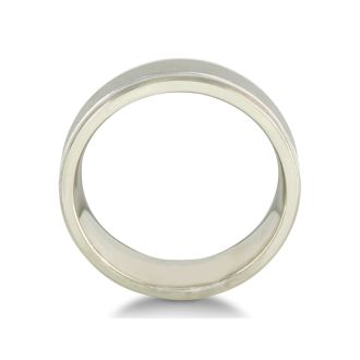Mens and Womens Sandblast Silver 6.5mm Wedding Band Ring