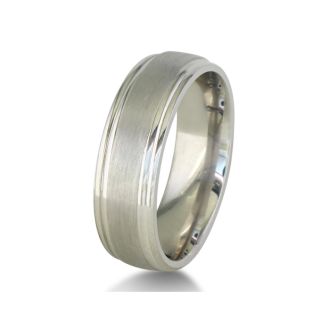 Mens and Womens Brush Finished Silver 6.5mm Wedding Band Ring