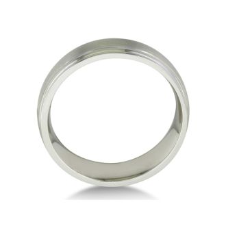 Mens and Womens Brush Finished Silver 6.5mm Wedding Band Ring
