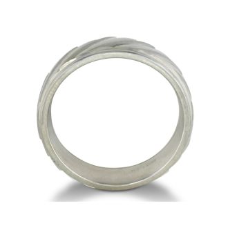 Mens and Womens Fluted Silver 6.5mm Wedding Band Ring, Size 4 to 14.