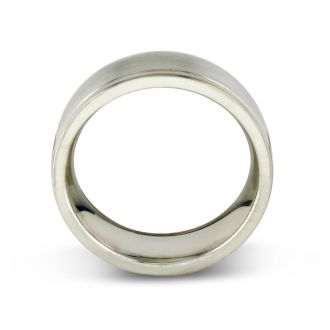 Mens and Womens Brush Finish Silver Wide 8mm Wedding Band Ring