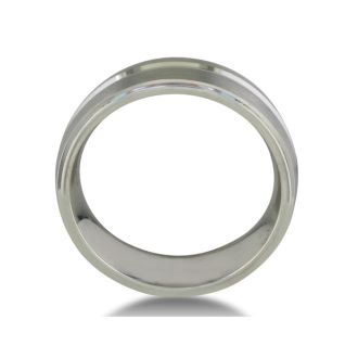 Mens and Womens Five Row Silver Wide 8mm Wedding Band Ring