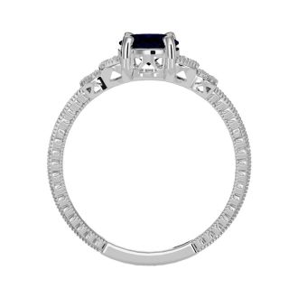 1 3/4 Carat Oval Shape Sapphire and Diamond Ring In 10 Karat White Gold