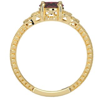 1 1/2 Carat Oval Shape Ruby and Diamond Ring In 10 Karat Yellow Gold