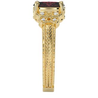 1 1/2 Carat Oval Shape Ruby and Diamond Ring In 10 Karat Yellow Gold